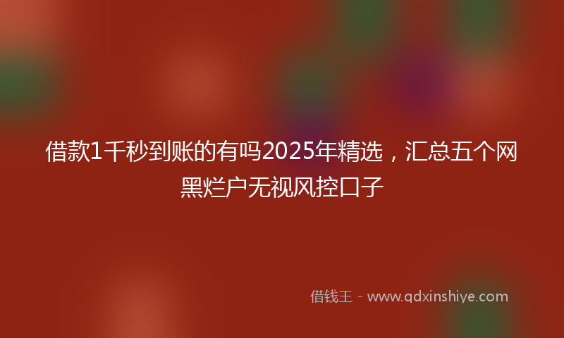 借款1千秒到账的有吗2025年精选，汇总五个网黑烂户无视风控口子
