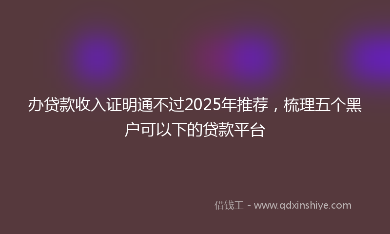 办贷款收入证明通不过2025年推荐，梳理五个黑户可以下的贷款平台