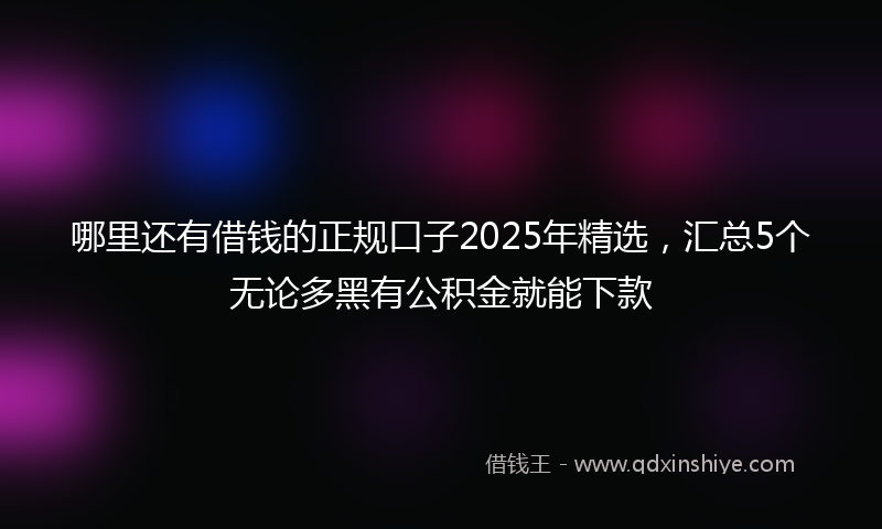 哪里还有借钱的正规口子2025年精选，汇总5个无论多黑有公积金就能下款