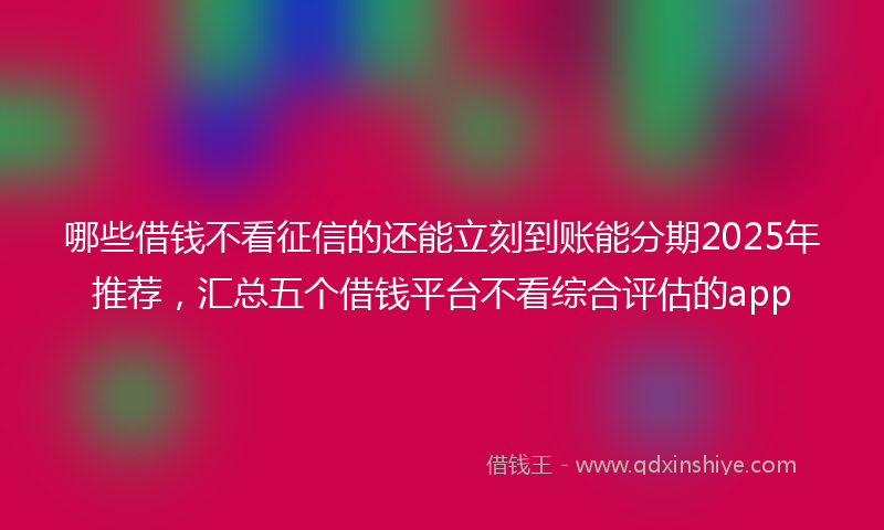 哪些借钱不看征信的还能立刻到账能分期2025年推荐，汇总五个借钱平台不看综合评估的app