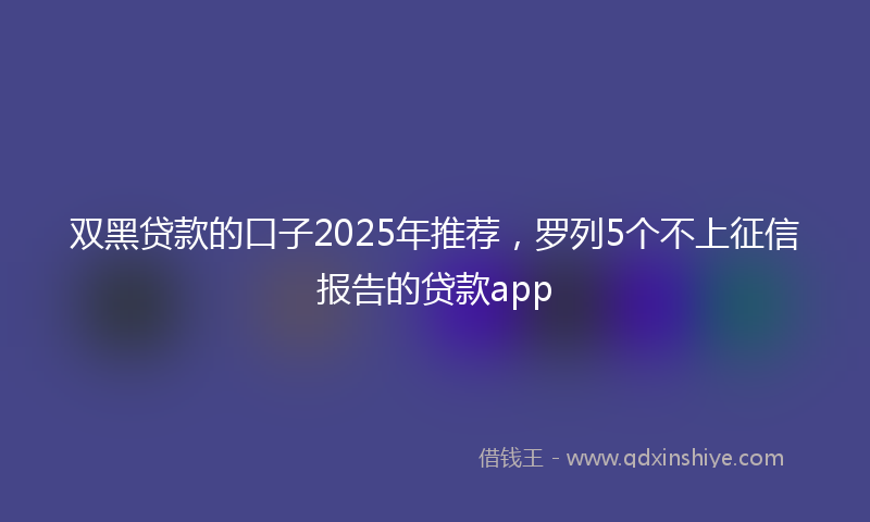 双黑贷款的口子2025年推荐，罗列5个不上征信报告的贷款app