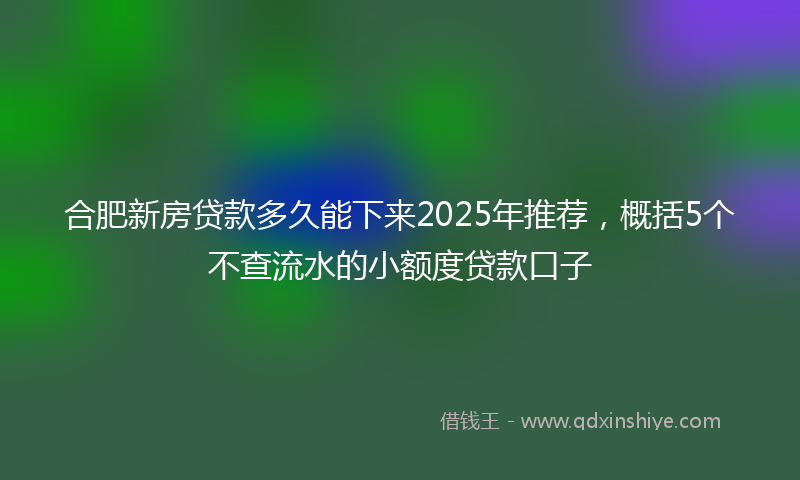 合肥新房贷款多久能下来2025年推荐，概括5个不查流水的小额度贷款口子
