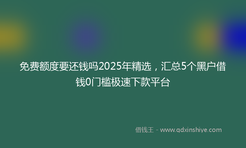 免费额度要还钱吗2025年精选，汇总5个黑户借钱0门槛极速下款平台