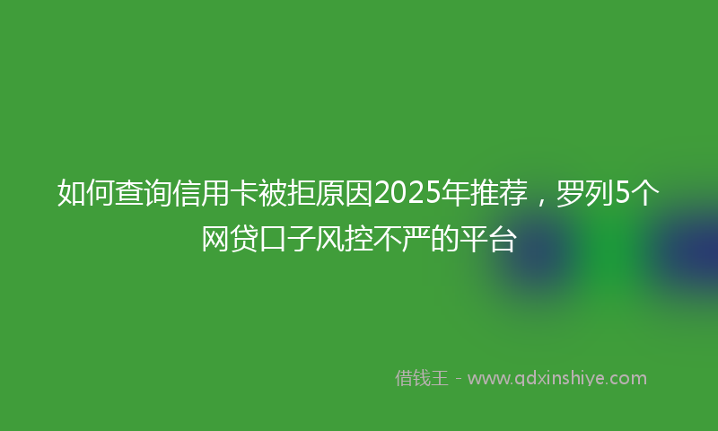如何查询信用卡被拒原因2025年推荐，罗列5个网贷口子风控不严的平台