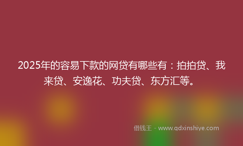 2025年的容易下款的网贷有哪些有：拍拍贷、我来贷、安逸花、功夫贷、东方汇等。
