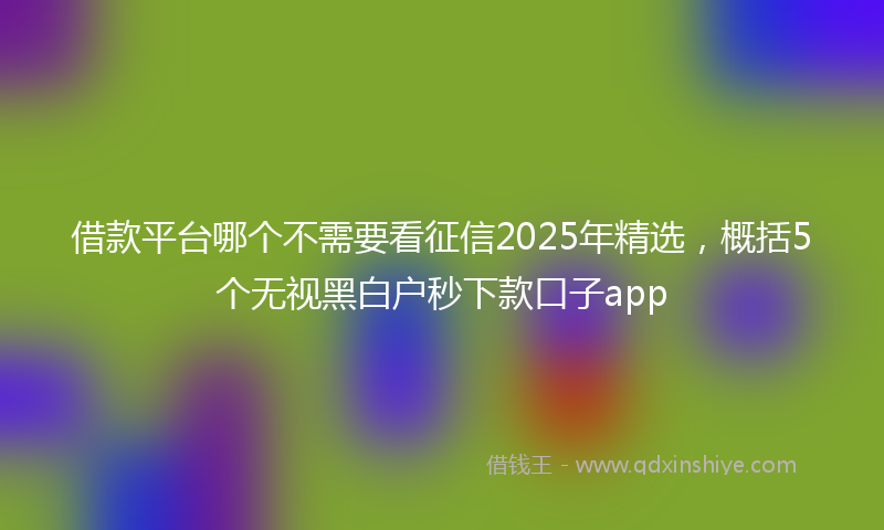 借款平台哪个不需要看征信2025年精选，概括5个无视黑白户秒下款口子app