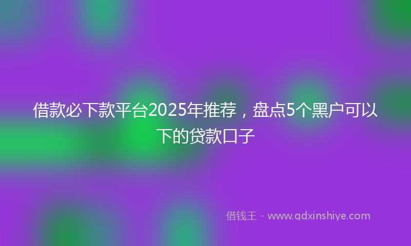 借款必下款平台2025年推荐，盘点5个黑户可以下的贷款口子