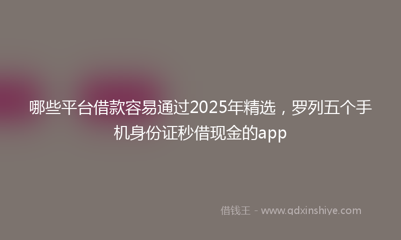 哪些平台借款容易通过2025年精选，罗列五个手机身份证秒借现金的app