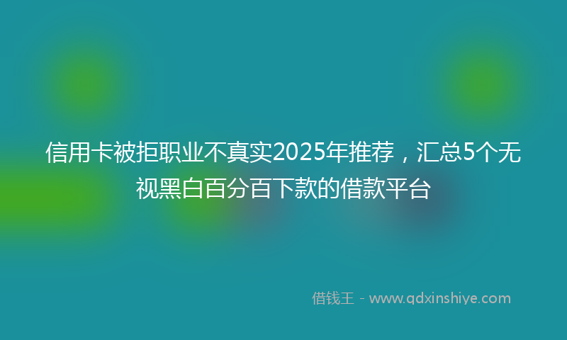信用卡被拒职业不真实2025年推荐，汇总5个无视黑白百分百下款的借款平台
