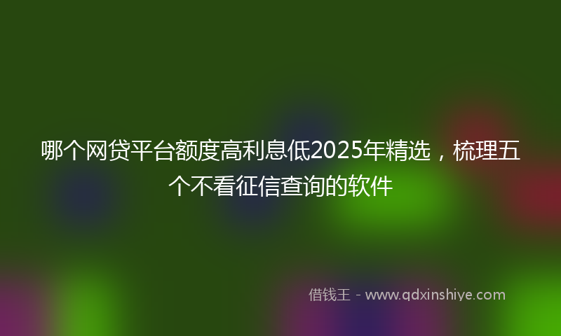 哪个网贷平台额度高利息低2025年精选，梳理五个不看征信查询的软件