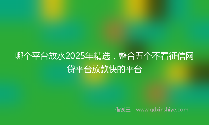 哪个平台放水2025年精选，整合五个不看征信网贷平台放款快的平台