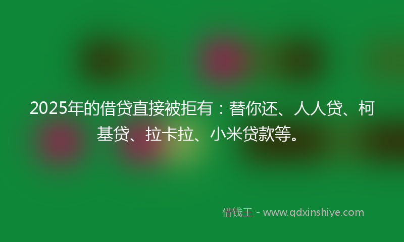 2025年的借贷直接被拒有：替你还、人人贷、柯基贷、拉卡拉、小米贷款等。