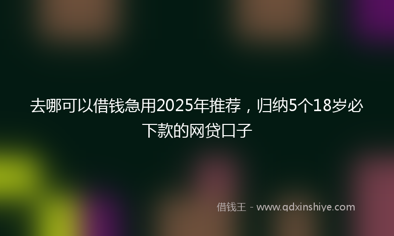 去哪可以借钱急用2025年推荐，归纳5个18岁必下款的网贷口子