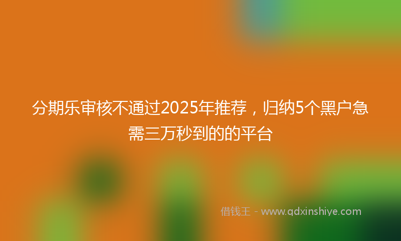 分期乐审核不通过2025年推荐，归纳5个黑户急需三万秒到的的平台