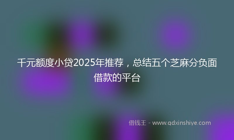 千元额度小贷2025年推荐，总结五个芝麻分负面借款的平台
