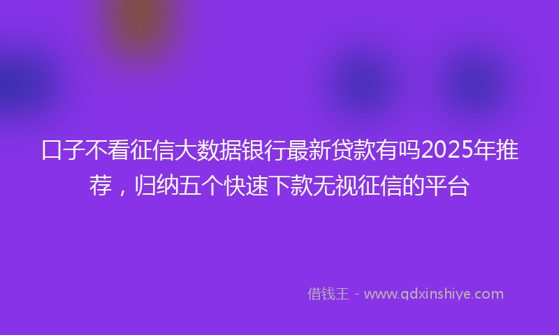 口子不看征信大数据银行最新贷款有吗2025年推荐，归纳五个快速下款无视征信的平台