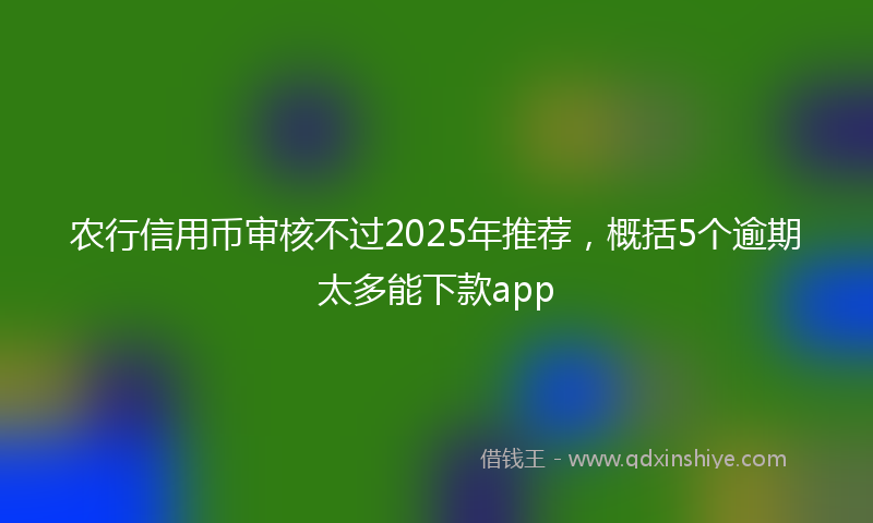 农行信用币审核不过2025年推荐，概括5个逾期太多能下款app
