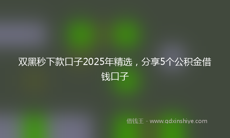 双黑秒下款口子2025年精选，分享5个公积金借钱口子