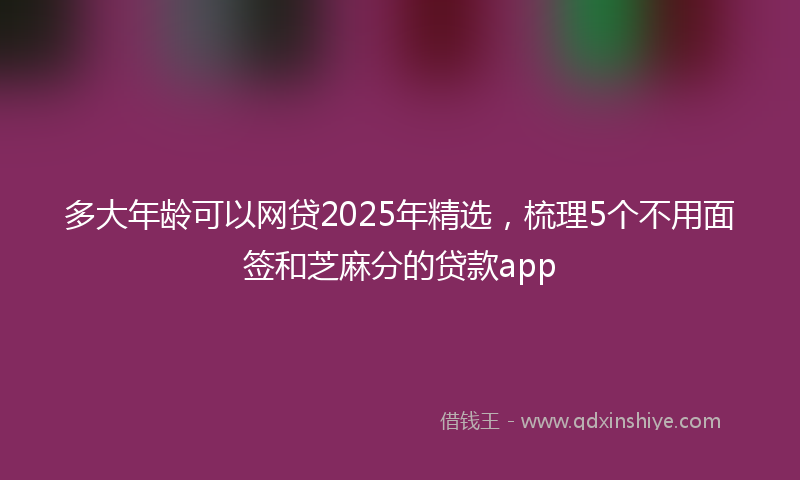多大年龄可以网贷2025年精选，梳理5个不用面签和芝麻分的贷款app