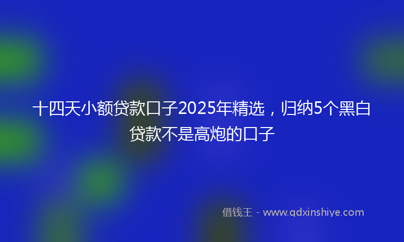 十四天小额贷款口子2025年精选，归纳5个黑白贷款不是高炮的口子