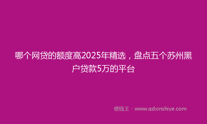 哪个网贷的额度高2025年精选，盘点五个苏州黑户贷款5万的平台