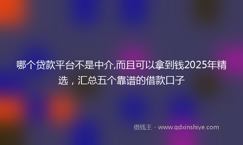 哪个贷款平台不是中介,而且可以拿到钱2025年精选，汇总五个靠谱的借款口子