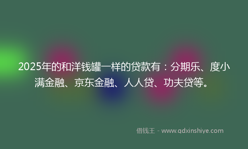 2025年的和洋钱罐一样的贷款有：分期乐、度小满金融、京东金融、人人贷、功夫贷等。
