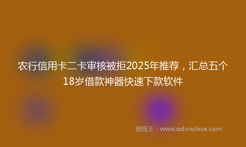 农行信用卡二卡审核被拒2025年推荐，汇总五个18岁借款神器快速下款软件
