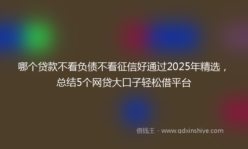 哪个贷款不看负债不看征信好通过2025年精选，总结5个网贷大口子轻松借平台
