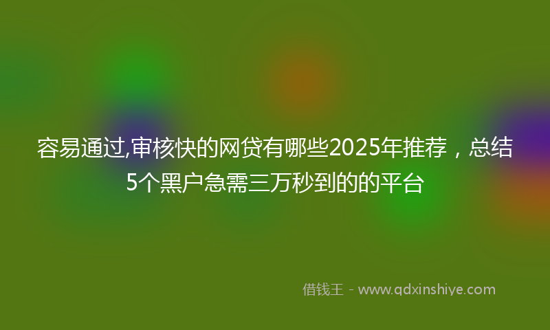 容易通过,审核快的网贷有哪些2025年推荐，总结5个黑户急需三万秒到的的平台
