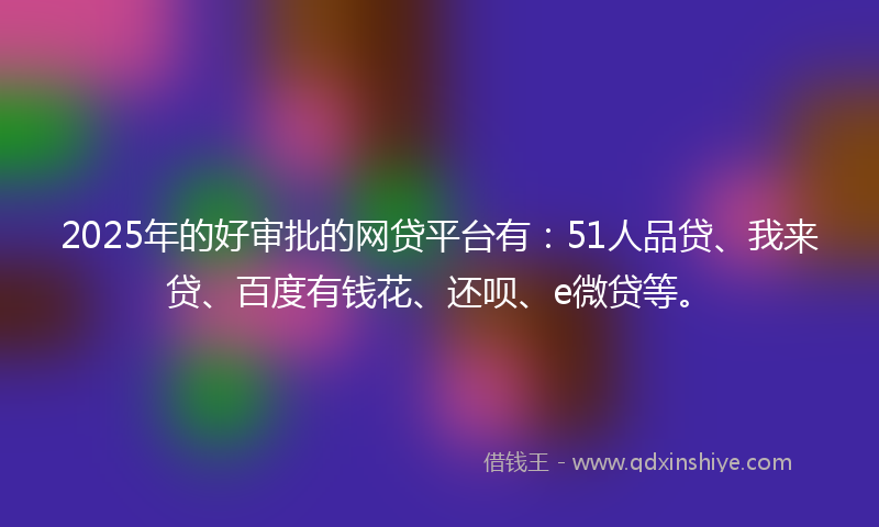 2025年的好审批的网贷平台有：51人品贷、我来贷、百度有钱花、还呗、e微贷等。