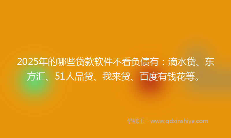 2025年的哪些贷款软件不看负债有：滴水贷、东方汇、51人品贷、我来贷、百度有钱花等。