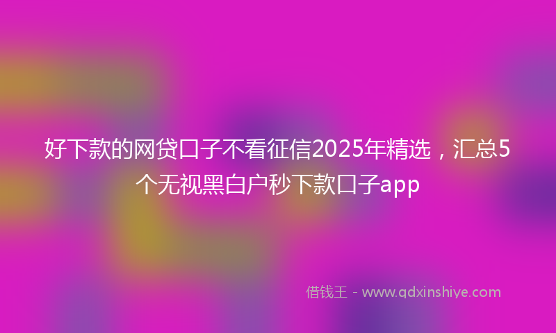 好下款的网贷口子不看征信2025年精选，汇总5个无视黑白户秒下款口子app