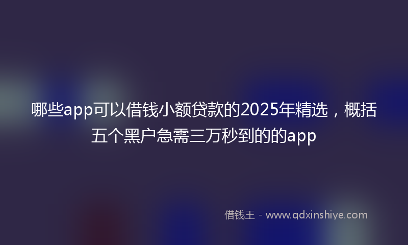 哪些app可以借钱小额贷款的2025年精选，概括五个黑户急需三万秒到的的app