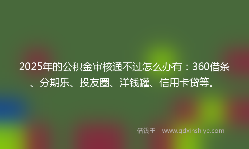 2025年的公积金审核通不过怎么办有：360借条、分期乐、投友圈、洋钱罐、信用卡贷等。