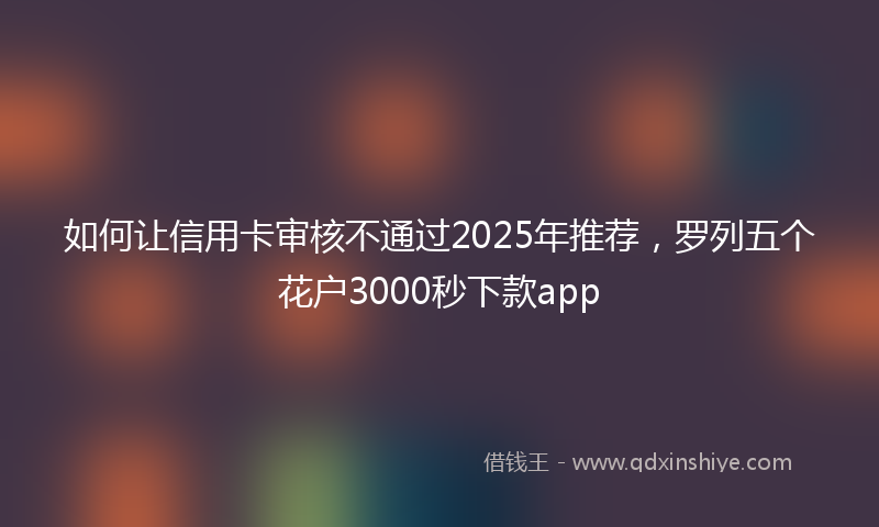 如何让信用卡审核不通过2025年推荐，罗列五个花户3000秒下款app