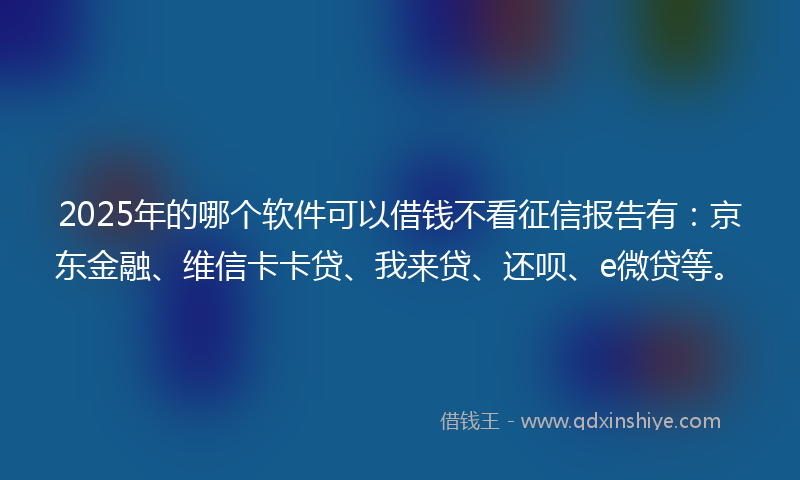 2025年的哪个软件可以借钱不看征信报告有：京东金融、维信卡卡贷、我来贷、还呗、e微贷等。