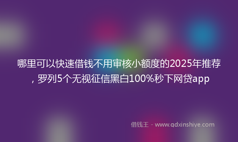哪里可以快速借钱不用审核小额度的2025年推荐，罗列5个无视征信黑白100%秒下网贷app