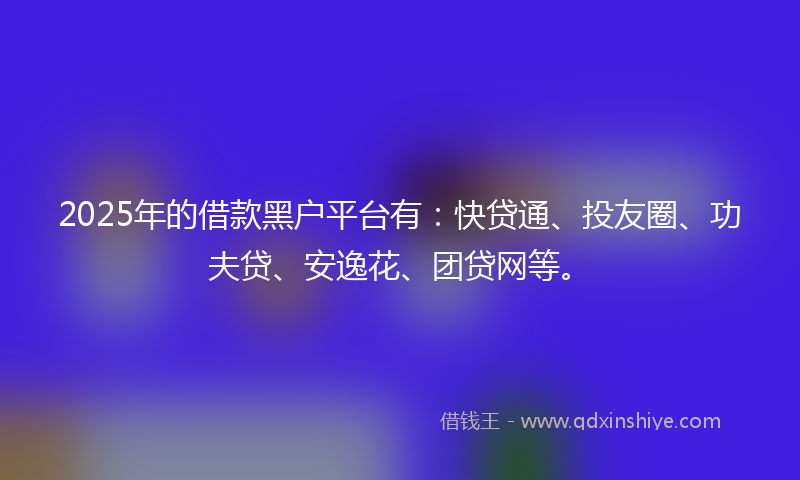 2025年的借款黑户平台有：快贷通、投友圈、功夫贷、安逸花、团贷网等。