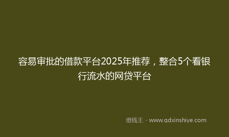容易审批的借款平台2025年推荐，整合5个看银行流水的网贷平台