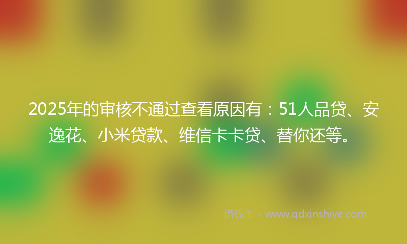 2025年的审核不通过查看原因有：51人品贷、安逸花、小米贷款、维信卡卡贷、替你还等。