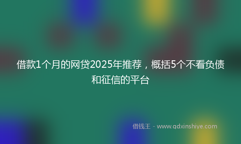 借款1个月的网贷2025年推荐，概括5个不看负债和征信的平台
