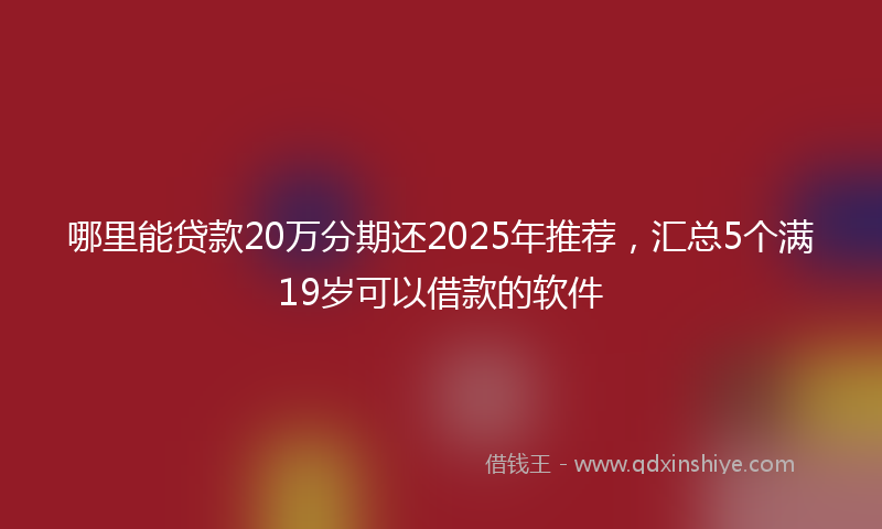 哪里能贷款20万分期还2025年推荐，汇总5个满19岁可以借款的软件