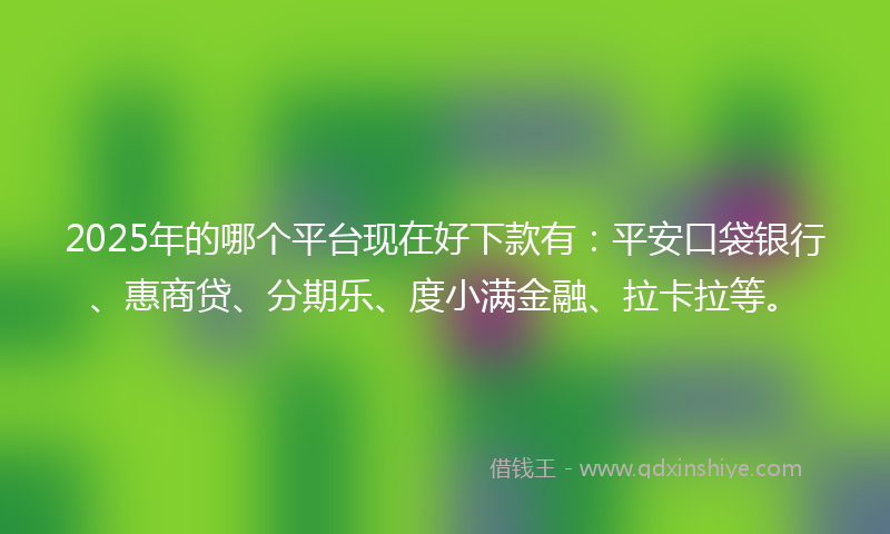 2025年的哪个平台现在好下款有：平安口袋银行、惠商贷、分期乐、度小满金融、拉卡拉等。