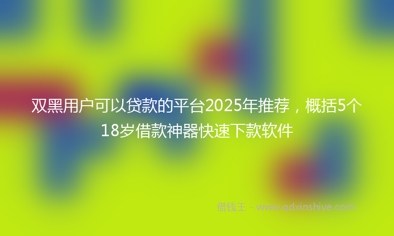 双黑用户可以贷款的平台2025年推荐，概括5个18岁借款神器快速下款软件