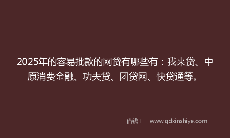 2025年的容易批款的网贷有哪些有：我来贷、中原消费金融、功夫贷、团贷网、快贷通等。