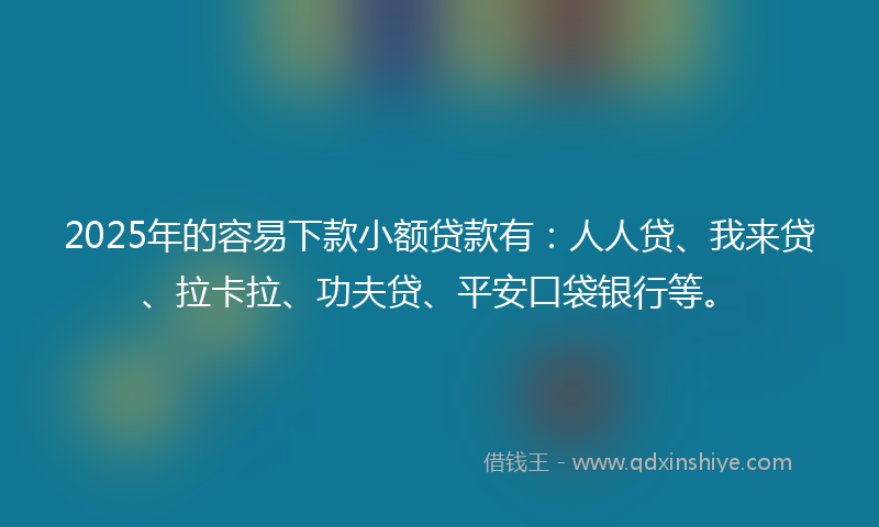 2025年的容易下款小额贷款有：人人贷、我来贷、拉卡拉、功夫贷、平安口袋银行等。
