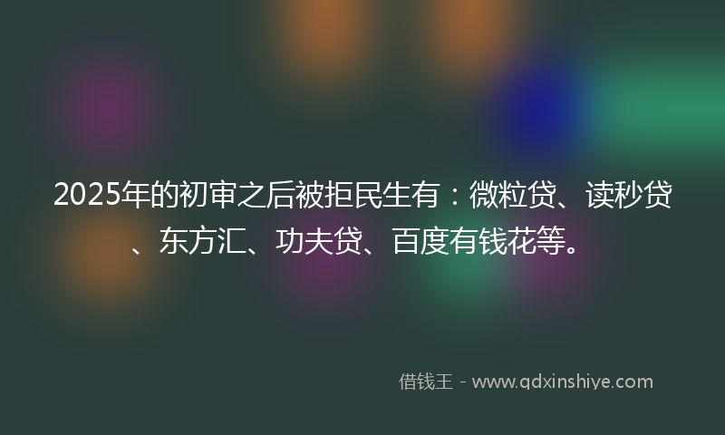 2025年的初审之后被拒民生有：微粒贷、读秒贷、东方汇、功夫贷、百度有钱花等。