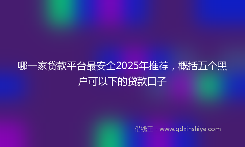 哪一家贷款平台最安全2025年推荐，概括五个黑户可以下的贷款口子