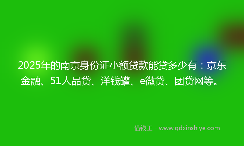 2025年的南京身份证小额贷款能贷多少有：京东金融、51人品贷、洋钱罐、e微贷、团贷网等。